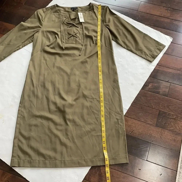 Talbots olive green lace up midi dress, 3/4 sleeves. NWT women’s size 4 - Picture 7 of 11
